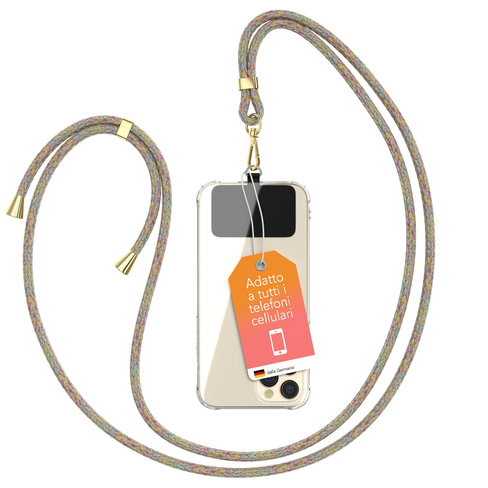 EAZY CASE catena universale per cellulare adatta a tutti gli smartphone, catena da appendere, cover con cordino, catena per smartphone da portare in giro, cinghia per cellulare, Blu Marino