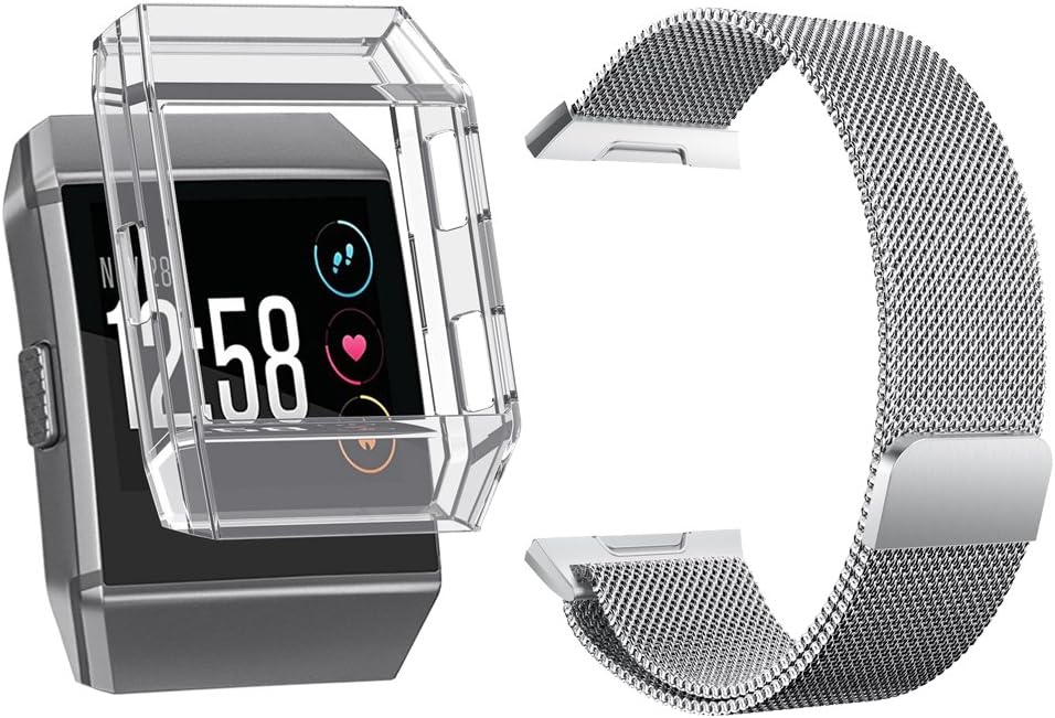 BOCOL Fitbit Ionic Bands, Stainless Steel Milanese Loop Metal Replacement Band with Unique Magnet Lock Accessories for Fitbit Ionic Smart Watch Small Large