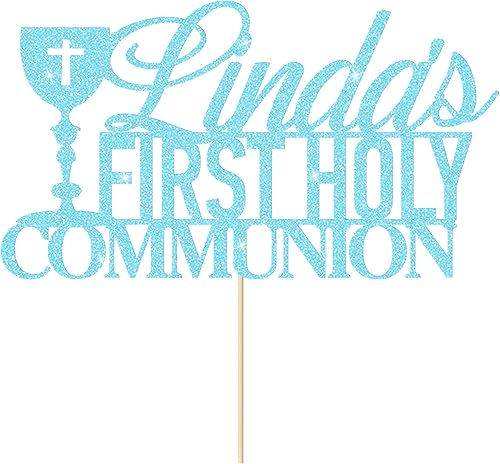 Decoración personalizada para tartas de la primera comunión, cruz grial, bautizo, confirmación, primera comunión, decoración de fiesta de doble cara