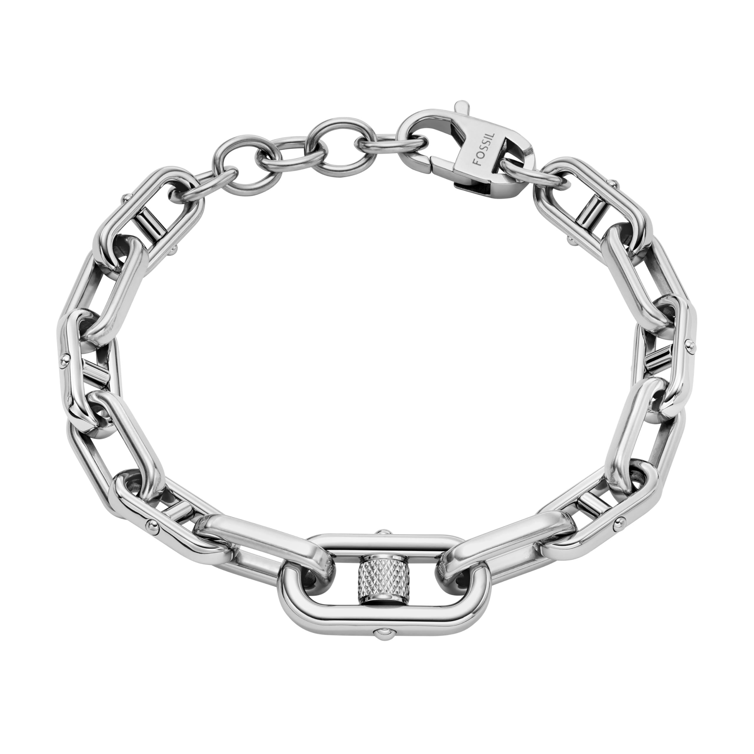 Fossil Men's Drew Stainless Steel ID Bracelet