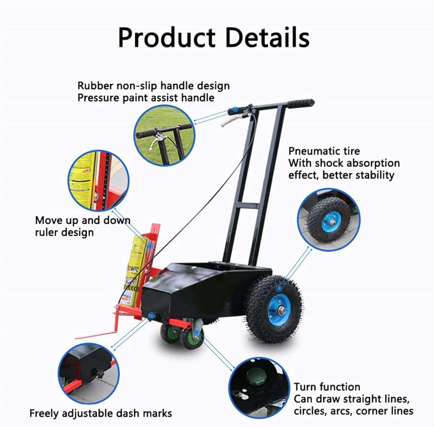 Wheel Transfer Line Marking Machine, Line Marker Machine, Multifunction Paint Line Striping Equipment, for Schools, Sports Surfaces, Factory Marking Works with Road or Grass Marking Paint