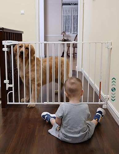 Miniatura 12 de Babelio Puerta para bebé/perro sin barra inferior de 29-43 pulgadas para escaleras y puertas, fácil de quitar e instalar, función de cierre Negro