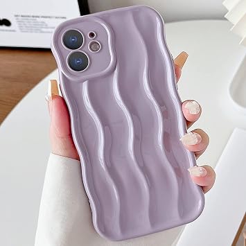 UEEBAI Case for iPhone 11 6.1 inch Water Wave Pattern Silicone Mobile Phone Case Curly Waves Frame Shape Soft TPU Case with Anti-Scratch Shockproof Protective TPU Bumper Cover - Purple