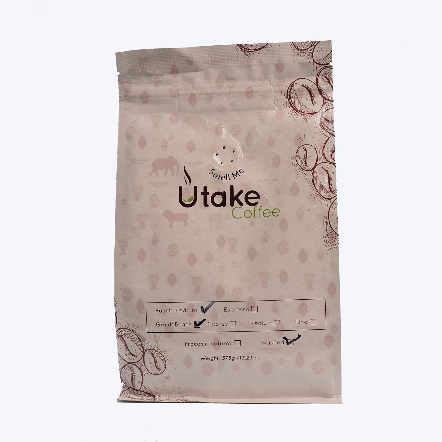 Kenya AA Whole Bean Coffee. Medium Roast, Fair Trade Coffee. Single Source Coffee Beans packed in 13.23-Ounce (375 grams) Resealeable Valve Bag by Utake Coffee