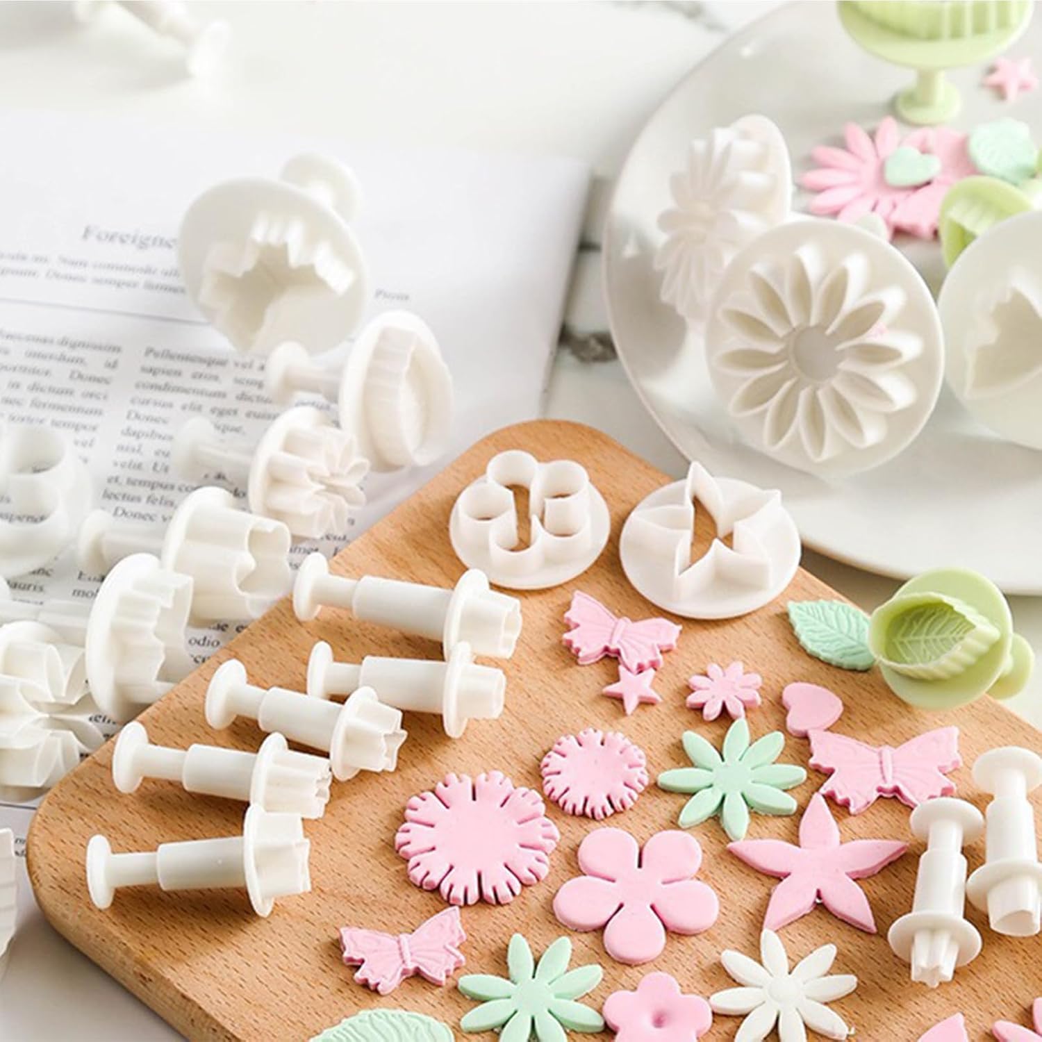 1 Set Butterfly Shape Fondant Flower Cutter, White Flower Plunger Cookie Cutter, Cake Decorating Tools, Dessert And Candy Sculpting Tools - Image 3
