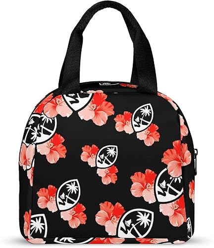 Miniatura 7 de Guam Bolsa de almuerzo de hibisco tribal reutilizable, bolsa de comida para el trabajo, picnic y viajes