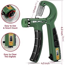 FitBeast Hand Grip Strengthener Workout Kit (5 Pack), 2 Forearm Grip Adjustable Resistance Hand Gripper, Finger Stretcher, Grip Ring & Stress Relief Grip Ball for Athletes, Dark Green