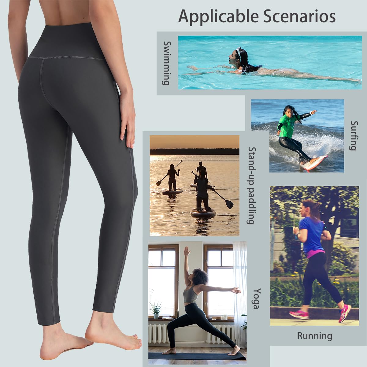 Ubestyle Pantalon de bain taille haute UPF 50+ pour femme - Legging de natation - Protection solaire