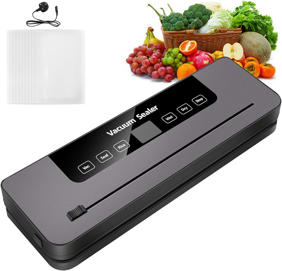 Vacuum Sealer Machine, Powerful 60 KPA Vacuum Sealer Portable Mini Vac Pack Machine, 6-In-1 Compact Vacuum Food Preservation System Built-In Cutter, 10PCS BPA-Free Seal Bags