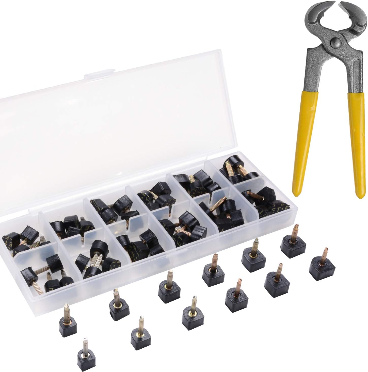 luakesa eMingo 24 Pairs High Heels Tips Replacement Shoes Repair Caps with 6 Inch Stiletto Remove Pliers, 6 Size,8,/9/10/11/12/12.5mm,U-Shape, Black