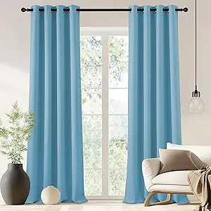 NICETOWN Blackout Drapery Curtain Panel 90 inches Long - Window Treatment Thermal Insulated Grommet Blackout Curtain/Drape for Bedroom Living Room (Teal Blue, 1 Panel, 46 by 90 inches)