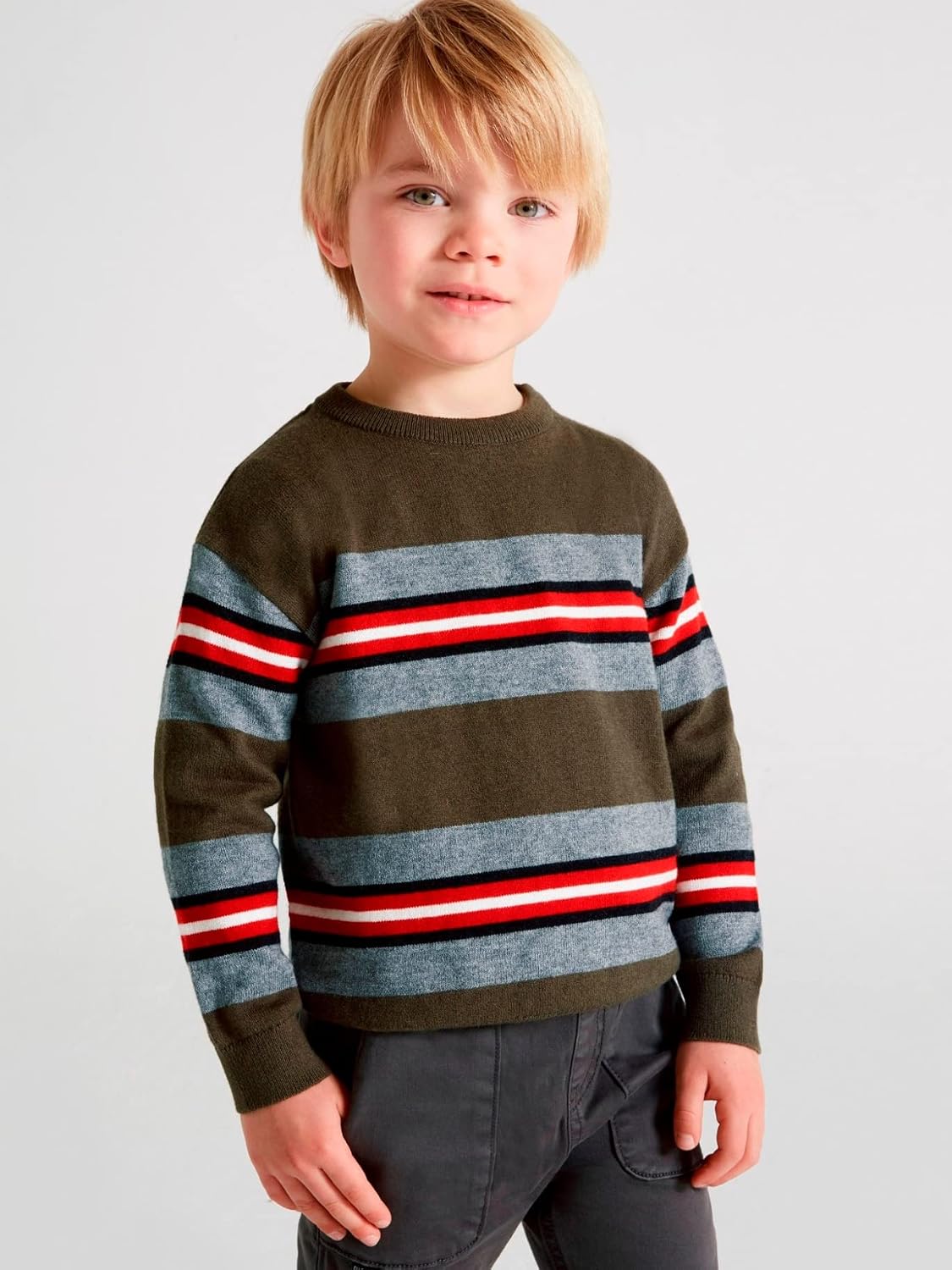 Mayoral Stripes Sweater for Boys Forest