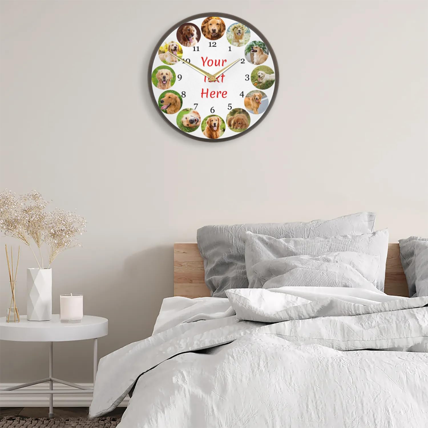 Custom Clock Customized Wall Clock Silent Non-Ticking,Personalized Round Wall Clocks Battery Operated for Living Room,Kitchen,Bathroom,Office