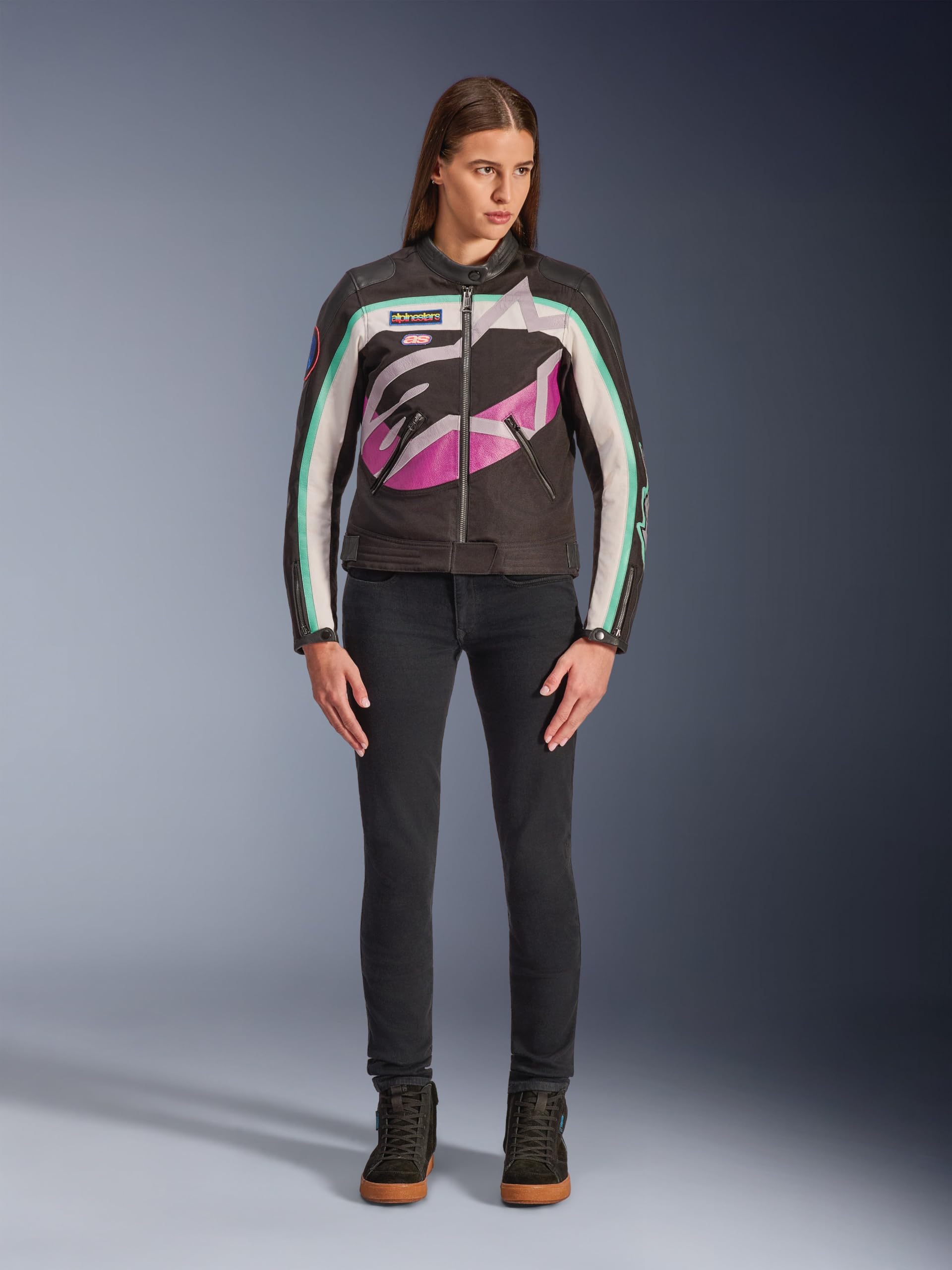 Alpinestars Idles wodoodporna damska kurtka tekstylna motocyklowa, czarny/biały/purpurowy, XS