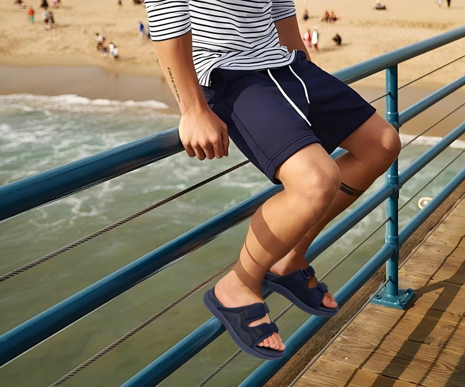 KuaiLu Mens Orthotic Sandals Athletic Thick Cushion Recovery Sport Slides Adjustable Strap Open Toe Walking Sandles With Comfortable Plantar Fasciitis Arch Support - Image 2