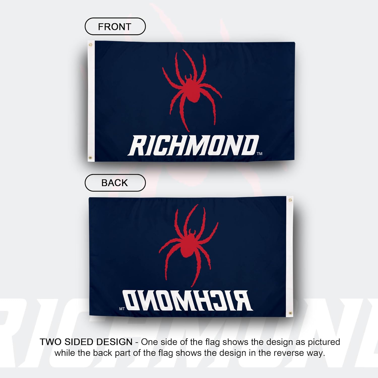 Desert Cactus University of Richmond UR Flag - 3 x 5 Feet Spiders Banner, Indoor/Outdoor Durable Fabric, 100% Polyester Design (Style A) - Image 2