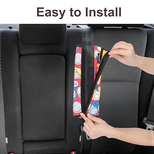 Miniatura 7 de WayToGo Funda para cinturón de seguridad para niños, bonito patrón de dibujos animados para niñas y niños, cojín para cinturón de seguridad para