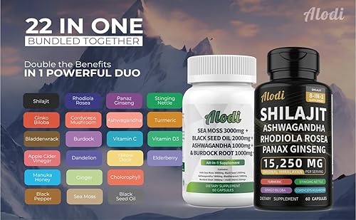 Miniatura 2 de Paquete de musgo marino + Shilajit Ultra Wellness lleno de Ashwagandha, Panax Ginseng, Rhodiola Cordyceps, cúrcuma, aceite de semilla negra, vejiga,