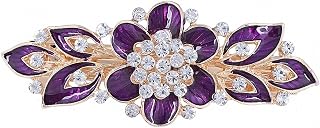 Women Barrettes Colorful Enamel Flower Crystal Rhinestone Hairpin Hair Clips Hair Grips Hair Accessories Updo Ponytail Hair Clip Hanfu Decoration Thick Hair Elegant Ladies Bridal Wedding Formal Event