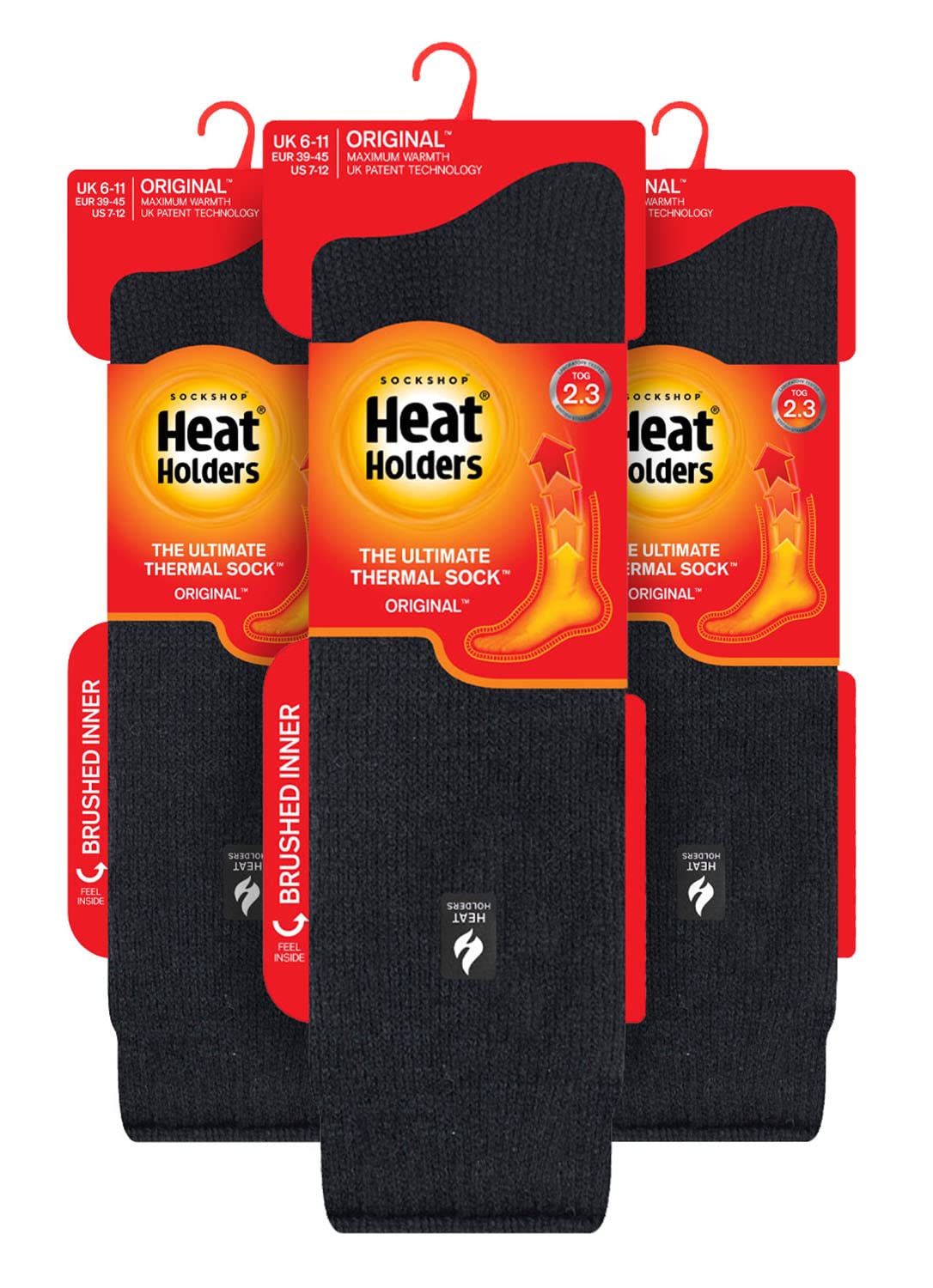 HEAT HOLDERS - 3 er Pack Schwarz Kniestrümpfe Thermo Socken für Winter Unisex