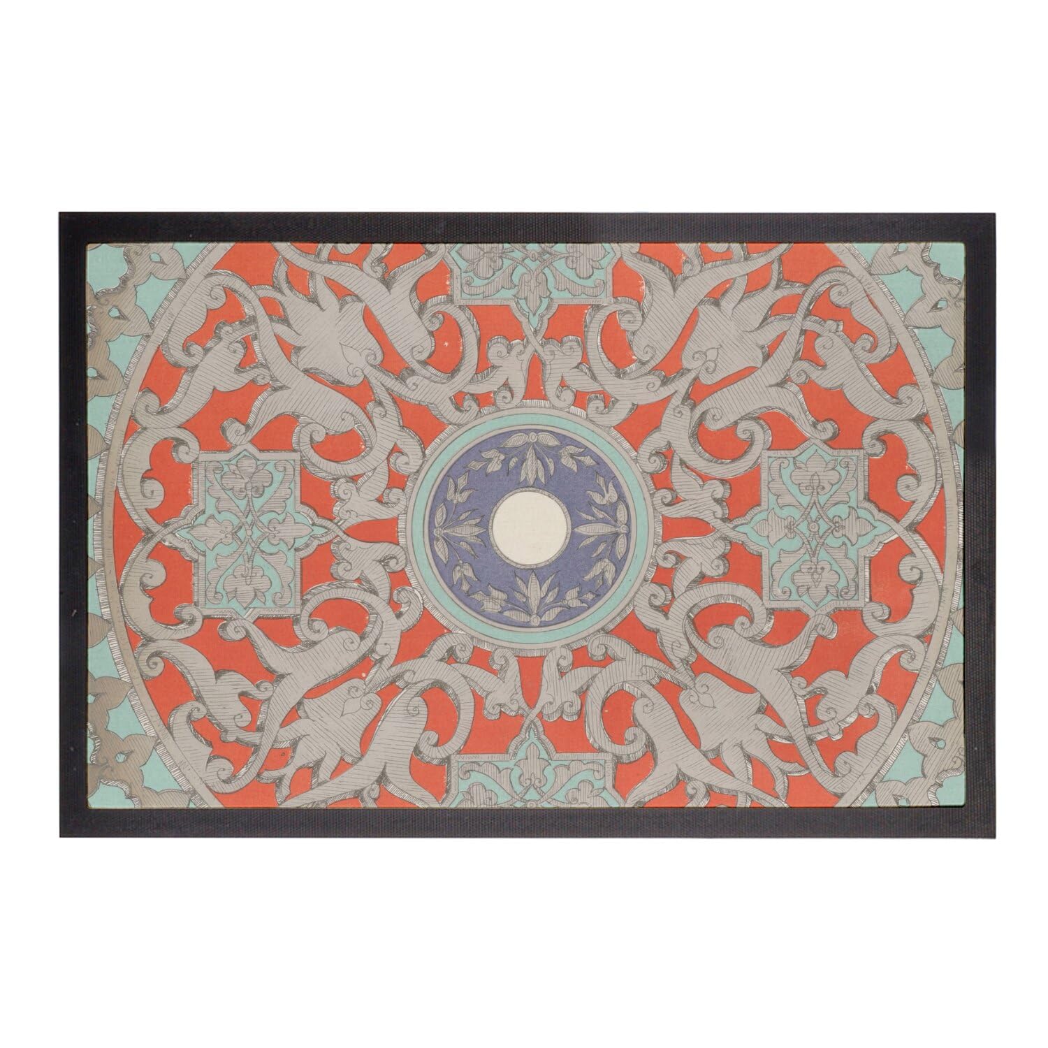 Paillasson ornementatif cercle baroque tapis d'entrée classique art nouveau 1800 luxe 75x50cm