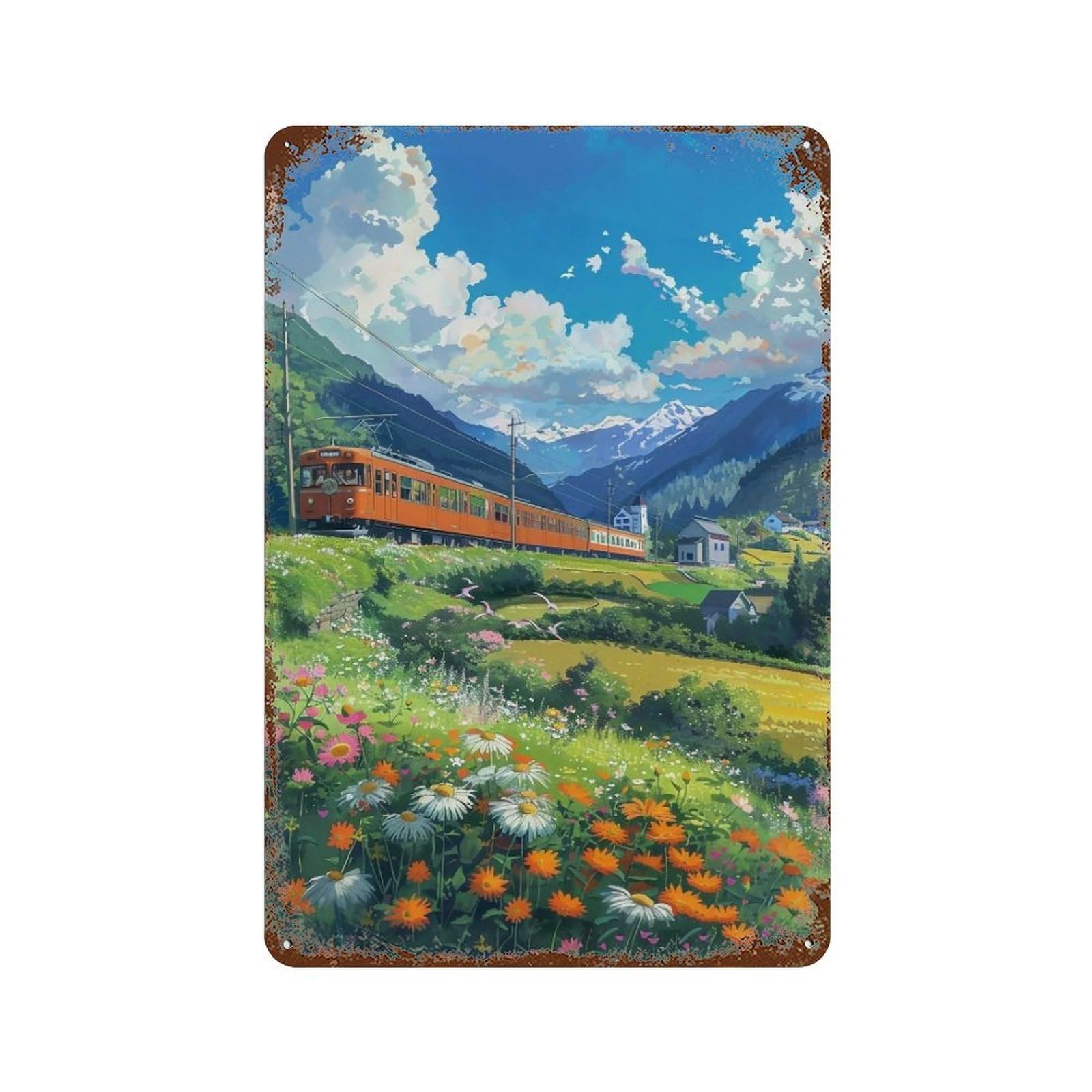 HDURYEYRYY Valley Train Spring Journey 04 Wall Retro Iron Vintage Art Metal Tin Sign Poster Modern Home Cofffee Club Art Bar Shop Decor 30x20cm