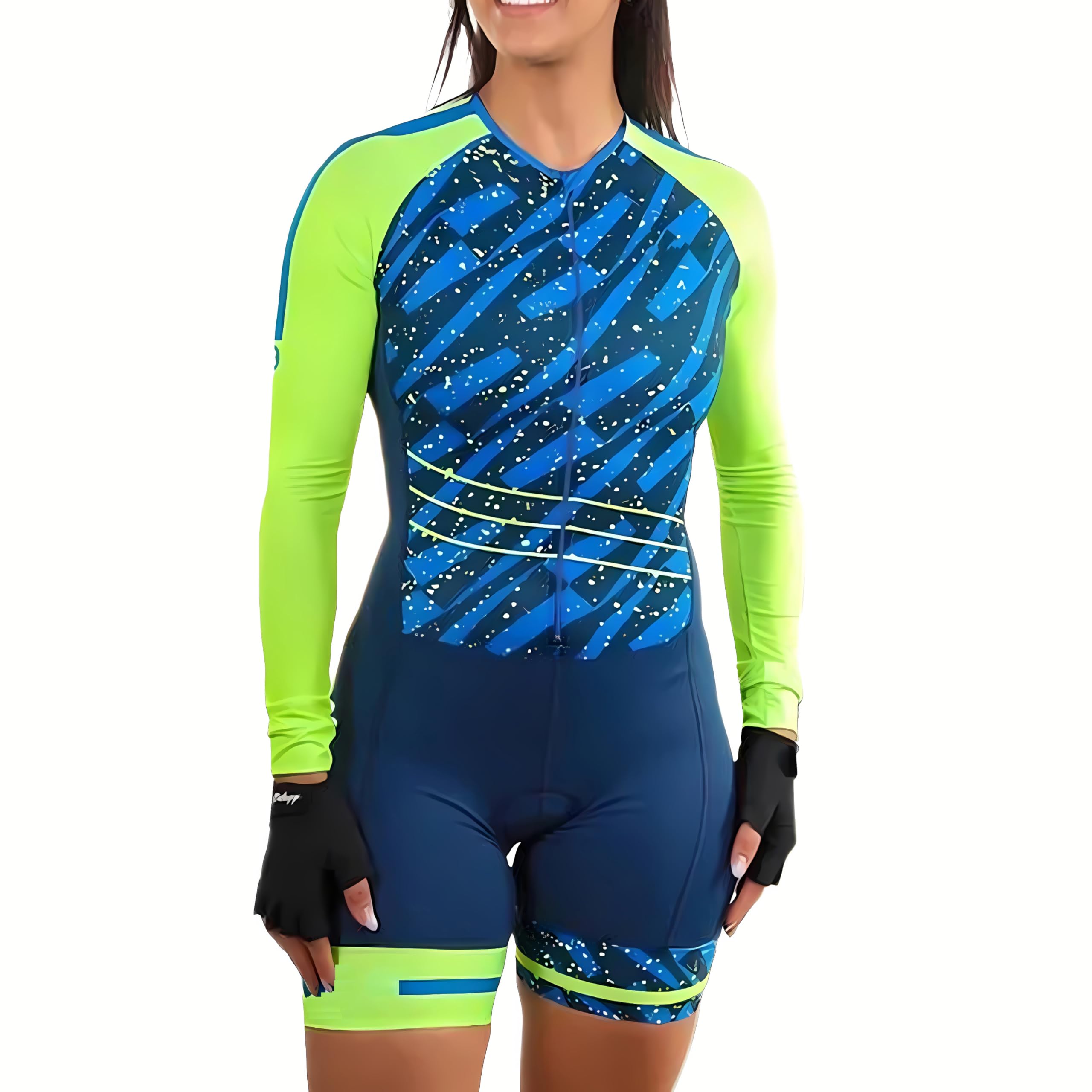 Uniforme de cyclisme à manches longues pour femme - Combinaison de sport de plein air - Kit de triathlon - Tailles XS à 3XL
