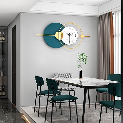 Miniatura 2 de FLEBLE Reloj de pared moderno decorativo para decoración de sala de estar, reloj de pared redondo de metal, funciona con pilas, silencioso, sin