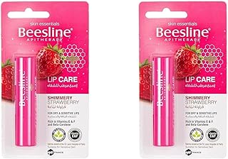 Beesline Lip Care Shimmery Strawberry Lip Balm 4 g, 2-Piece, Pink