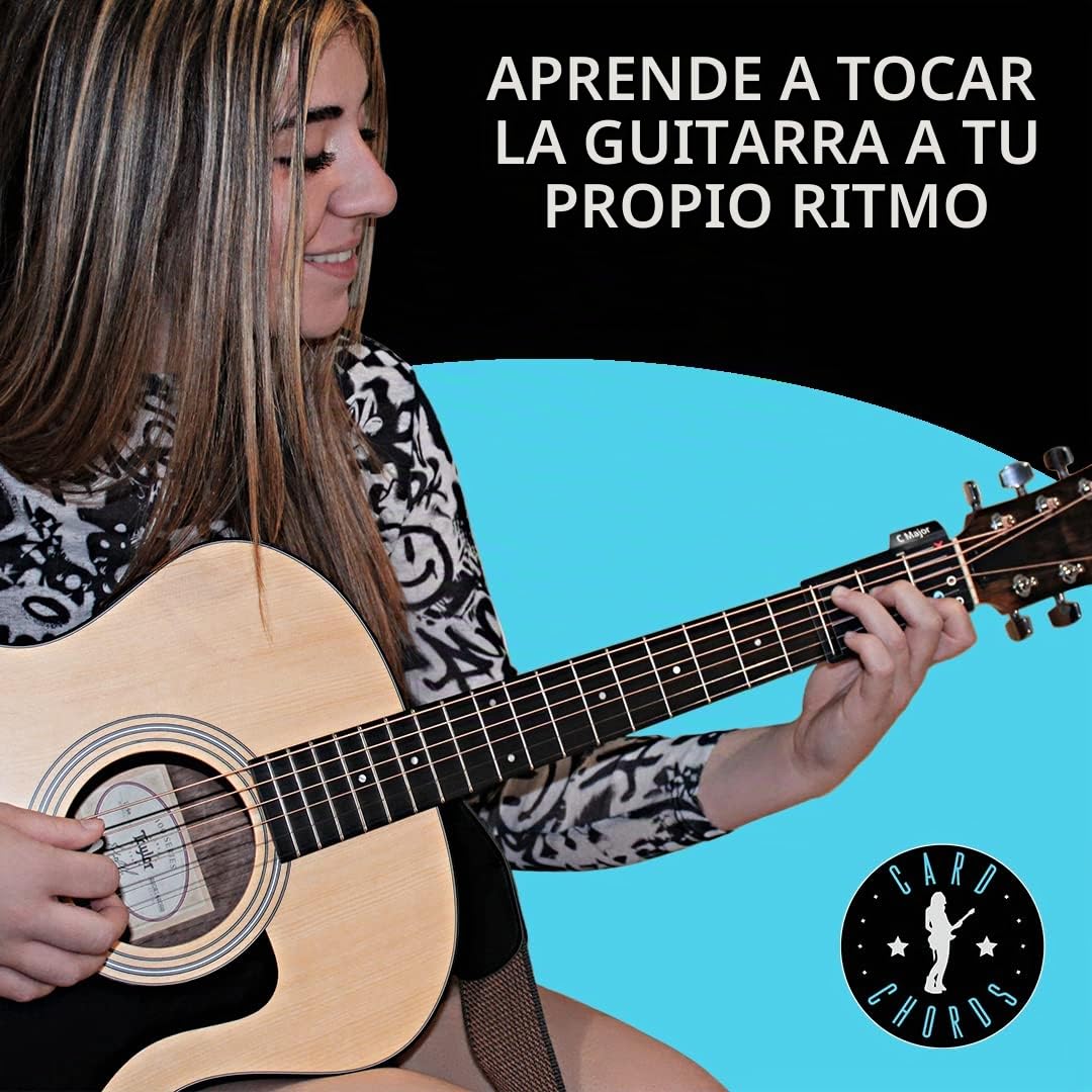 Tarjetas de acordes para aprendizaje de guitarra acústica o eléctrica, edición de lujo con funda, aprenderás a tocar con la tarjeta colocada en el diapasón, regalo para guitarristas