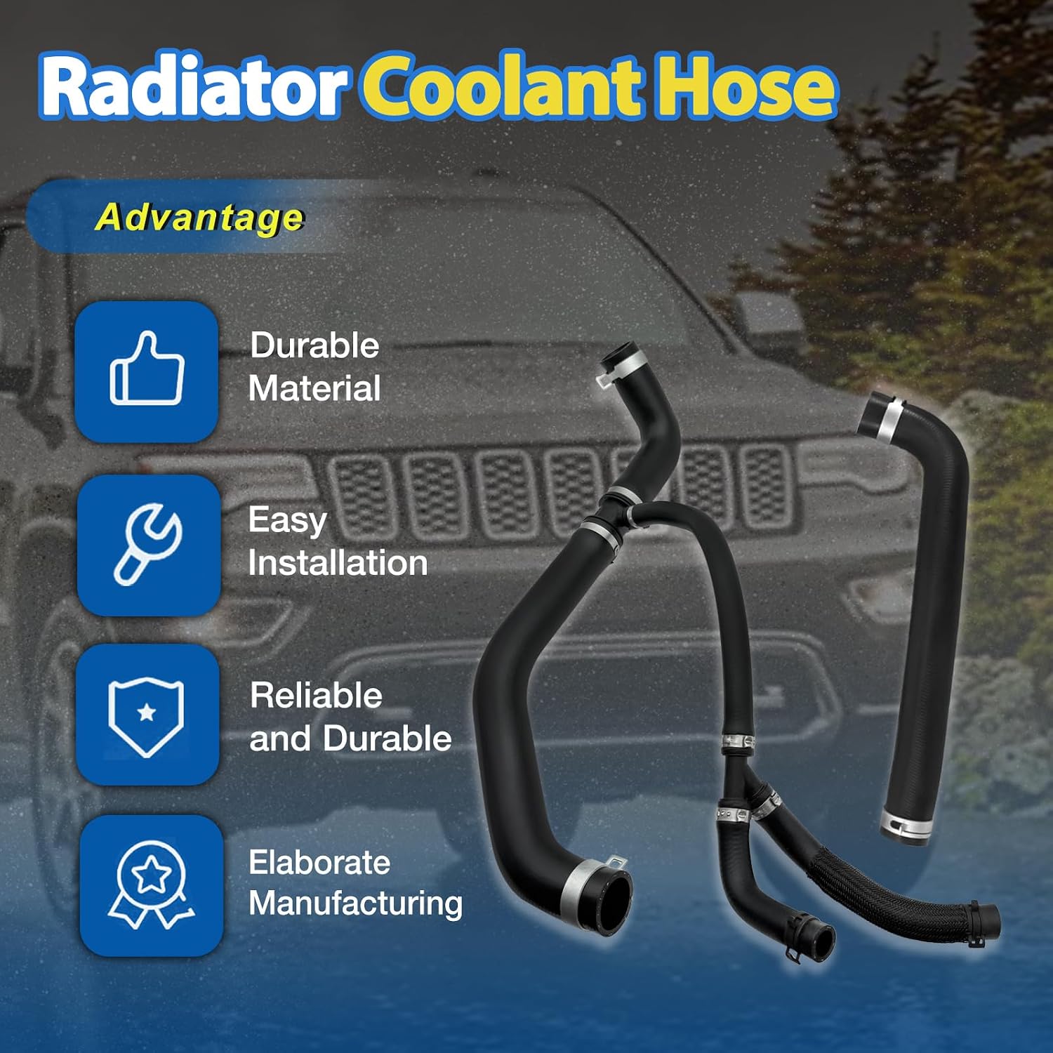 Radiator Coolant Hose Upper and Lower Fit for Dodge Durango 3.6L 2016-2020 Fit for Jeep Grand Cherokee 3.6L 2016-2020 Replaces 68244092AA 55038160AE