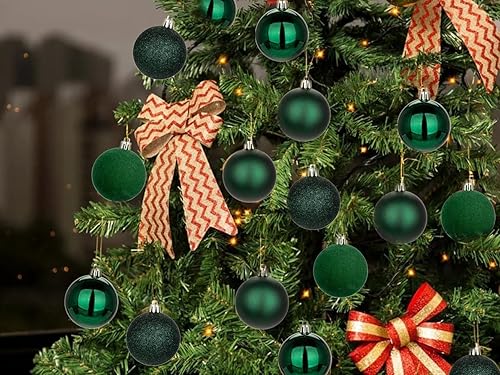Miniatura 5 de Esferas de adornos de Navidad, decoración de árbol de Navidad, inastillables, esferas de terciopelo verde, adornos para vacaciones, Halloween,