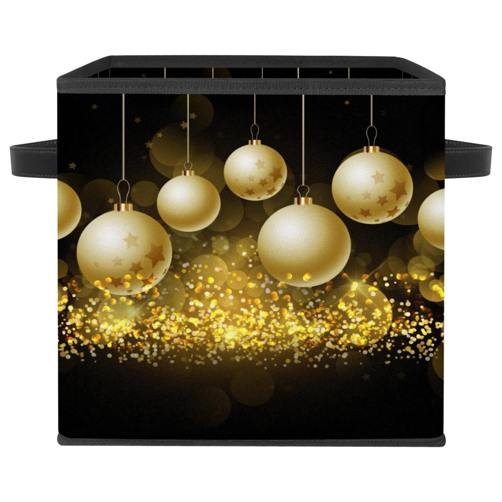 Boîte de rangement en tissu pour placard et chambre au motif de Noël doré