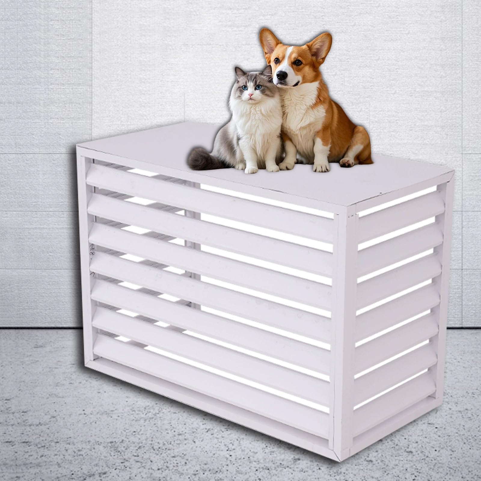 DCYEQRQ GAOBINGB Aluminum Air Conditioner Privacy Fence, Mini Split Air Conditioner Cover for Outside Units, Suitable for Courtyard, Outdoor, Anti-Theft(White,100x50x70cm/39x20x28in)