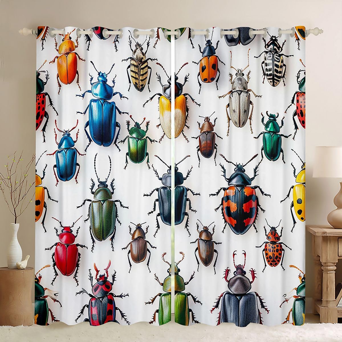 Rideau occultant insecte coloré 117x137 cm Homewish pour fenêtre de salon