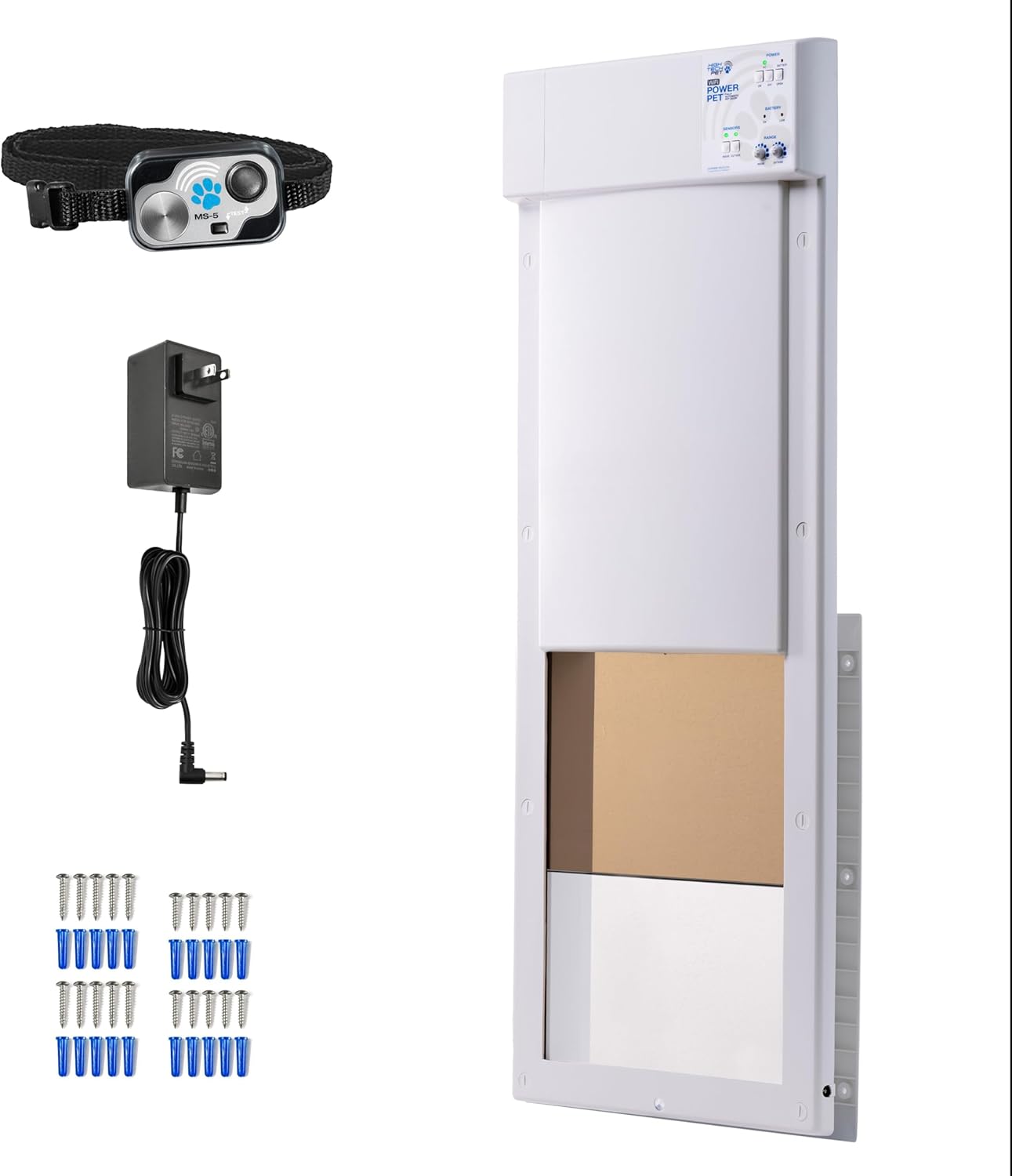 Power Pet Automatic Pet Door, Large Door Mount, Factory Refurbished by High Tech Pet, Certified, Full Warranty, Pet Operated, Auto Dead-Bolt Lock, Air-Tight, Quick, Quiet, Assembled in USA, US Service