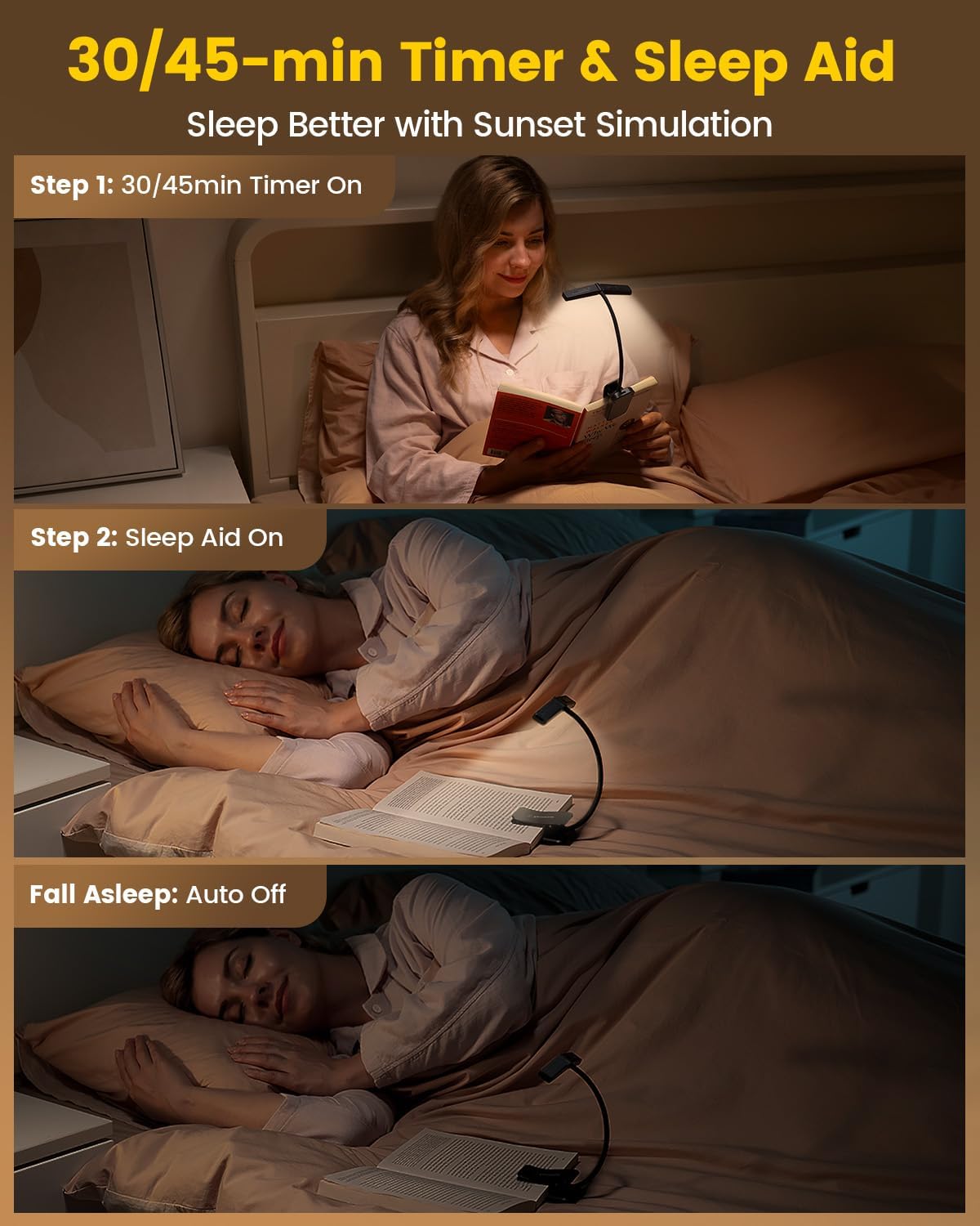 Glocusent Book Light, Bendable Neck Light, Wingy Book Light for Reading in Bed, Book Lovers Gifts