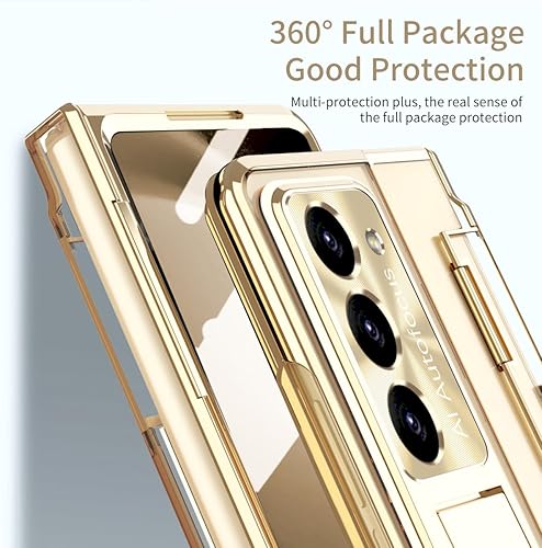 Miniatura 6 de Funda transparente para Samsung Galaxy Z Fold 5 con soporte para bolígrafo S y bolígrafo, diseño de una pieza con protección de bisagra, funda