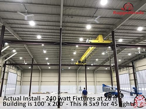 Miniatura 9 de Luz LED UFO de alta bahía con sensor de movimiento Titan 5 de 100 vatios, 14,900 lúmenes, potencia seleccionable, 5000 K, LED de alta bahía