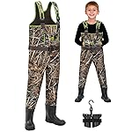 TIDEWE Chest Waders for Toddler & Children, Neoprene Waterproof Insulated Hunting & Fishing Youth Waders for Boy and Girl, Cleated Bootfoot Kids Wader, Next Camo Evos Green (Size 2T)
