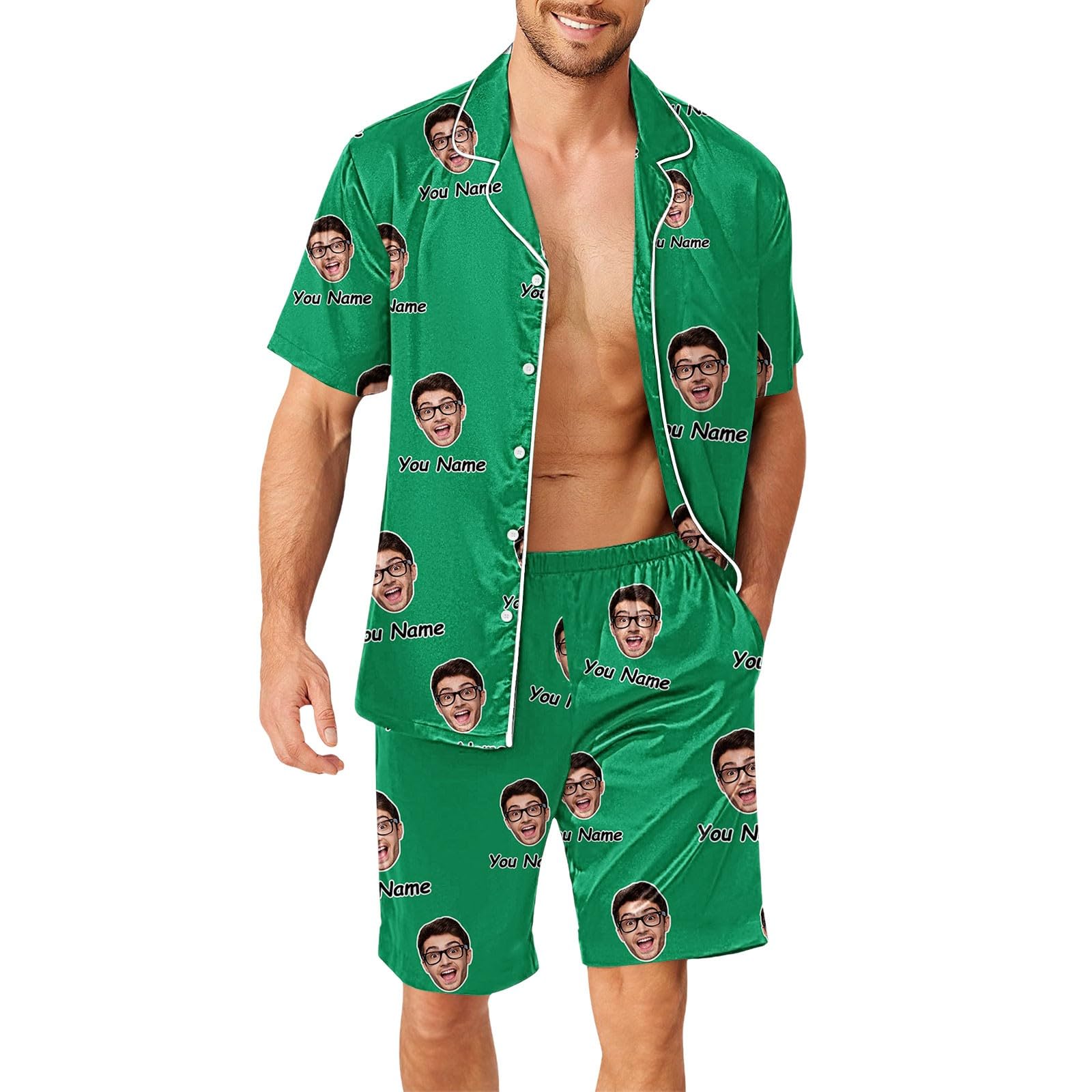 Generisch Pijama Hombre Manga Corta Pantalones Divertidos para Hombres Mujeres Parejas a juego Unisex Nombres Personalizados Loungewear Hombre
