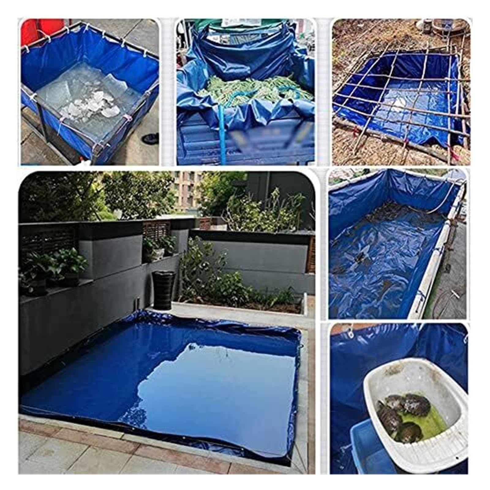 Vasca in PVC per laghetto di Koi, Vasca per Pesci da Esterno per laghetto di Koi - Vasca di contenimento temporanea Fuori Terra con Anelli di trazione per rifugio Acquatico (140x80x90 cm) -