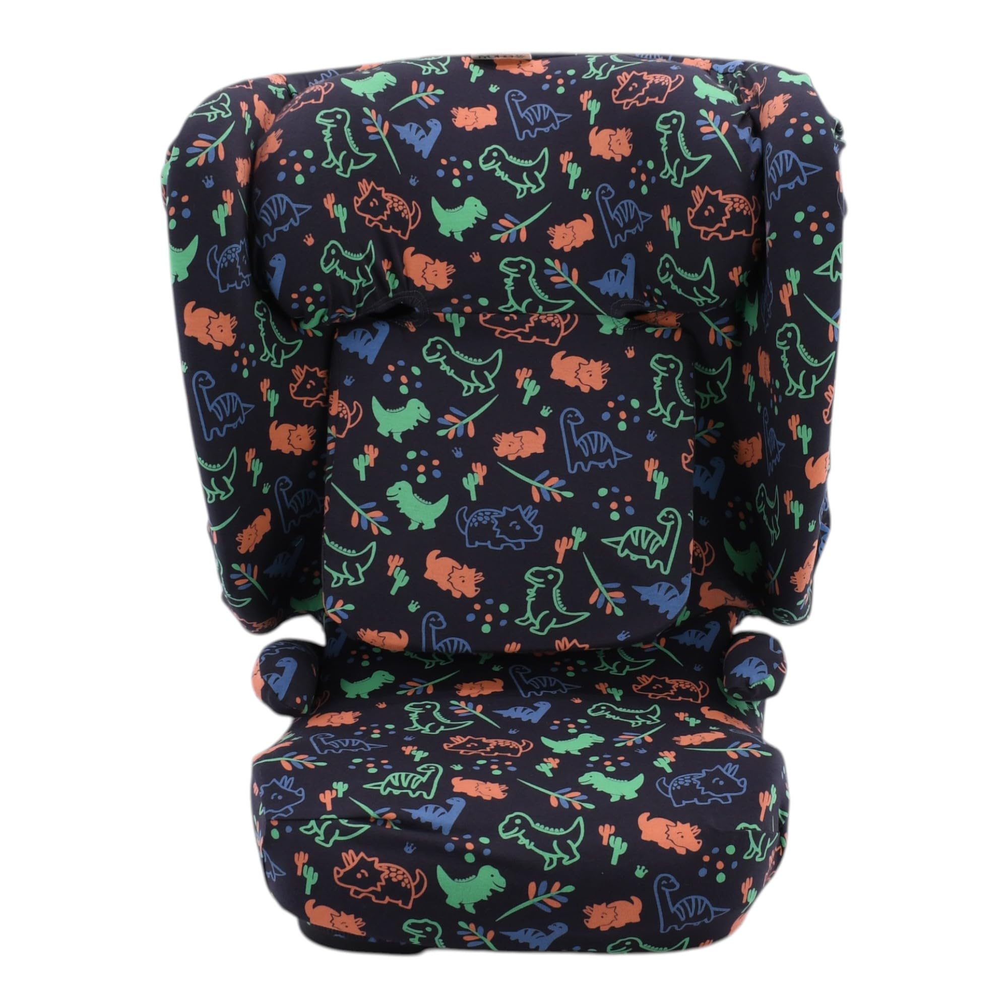 JYOKO Kids Funda para Silla de Coche Compatible con Kinderkraft Unity 2, algodón orgánico Suave y Transpirable para Mayor Confort (Estampado Happy Dino)