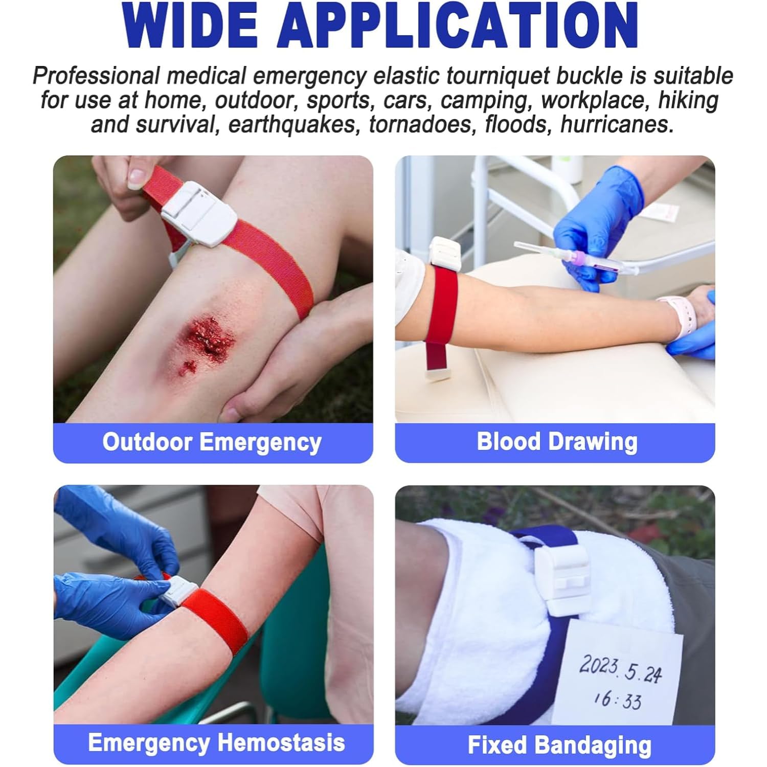 Tourniquets Emergency Buckle Band | Elastic First Aid Tourniquet for Single-Handed Use | Home, Outdoor, Camping, Hiking | Quick Hemorrhage Control | Medical-Grade Safety (10) Tourniquets Emergency Buckle Band | Elastic First Aid Tourniquet for Single-Handed Use | Home, Outdoor, Camping, Hiking | Quick Hemorrhage Control | Medical-Grade Safety (10)