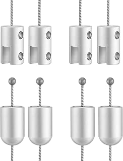4 Pack Ceiling Sign Hanger Hanging Sign Bracket Display Solid Aluminum Picture Hanging Hardware for Hanging Acrylic Picture Sign Board Frame, Silver