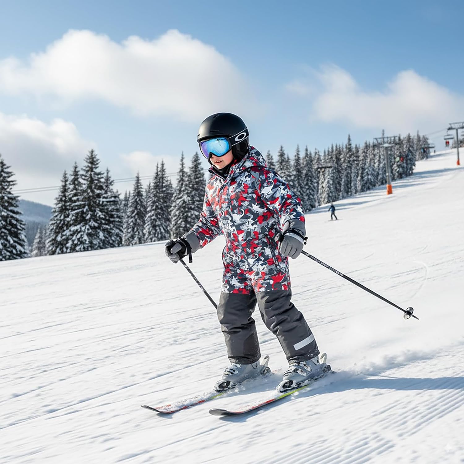 Gogokids Kids Snowsuit One Piece Ski Suit for Boys Girls 3-9 Years, Toddler Waterproof Winter Snow Suits Overalls