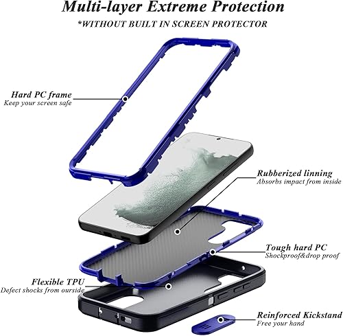 Miniatura 2 de Funda para Samsung Galaxy S23 3 en 1 de protección extrema Resistente a prueba de golpes antipolvo Cubierta de puerto antideslizante multicapa a