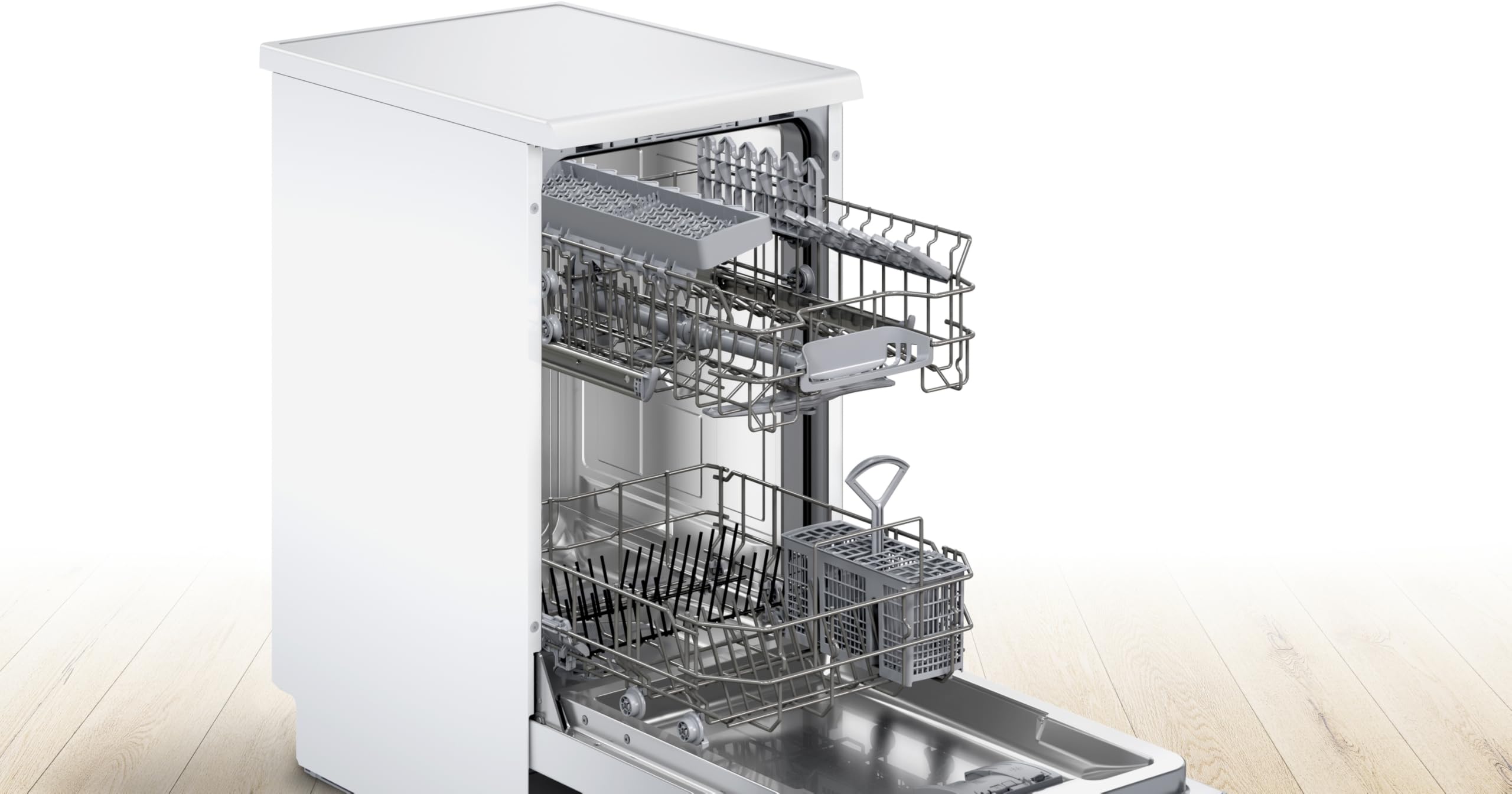 Bosch SPS2HKW55E Serie 2 Geschirrspüler Freistehend | 45 cm, Weiß, Home Connect, Option Extra-Trocknen, Express-Programm 65 °C, Box Maxi Performance