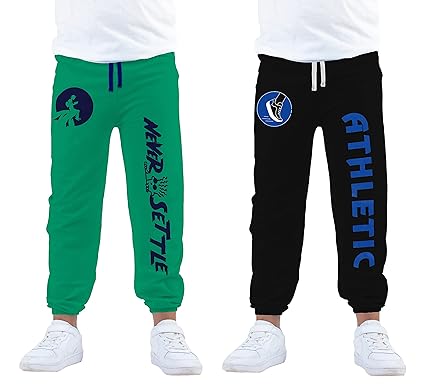 Hovom 100% Cotton Kids Printed Track Pant for Boys and Girls Multicolor (Pack of 2) Unisex