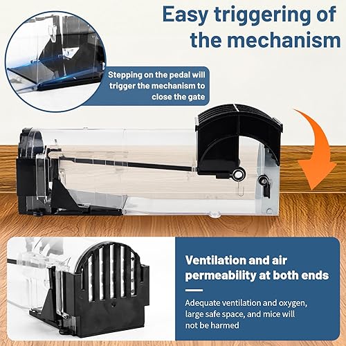 Miniatura 4 de Trampa humana para ratones, atrapa ratones para interiores y hogares, seguro e inofensivo, reutilizable, tamaño 9.8 x 3.1 x 2.9 pulgadas, adecuado
